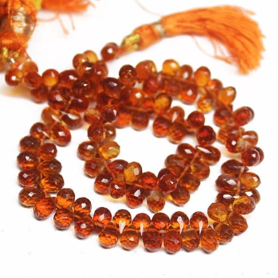 1 strand citrine tear drop faceted 9'' long strand gemstone beads, jewelry supplies for jewelry making, bulk beads, for meditation jewellery for Reiki Healing  gemstone size 5mm