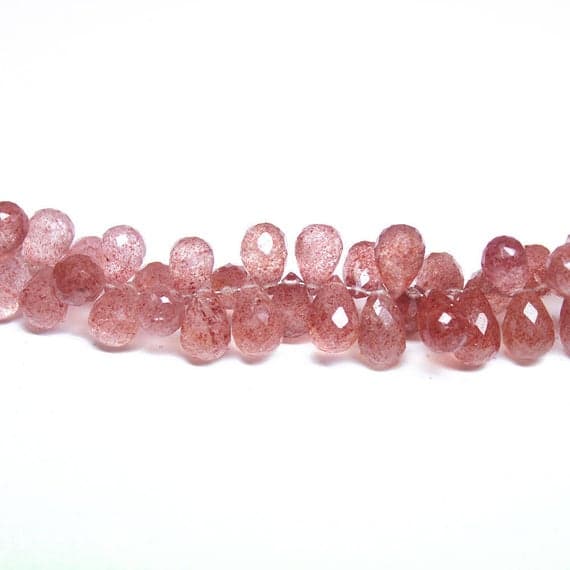 1 strand strawberry quartz tear drop faceted 7'' long strand gemstone beads, jewelry supplies for jewelry making,  for meditation jewellery for Reiki Healing  gemstone size 11mm to 13mm