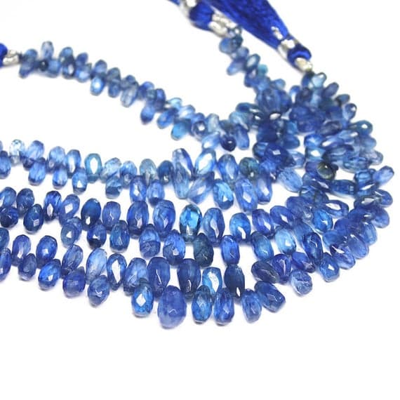 1 strand kyanite tear drop faceted 8'' long strand gemstone beads, jewelry supplies for jewelry making, bulk beads, for meditation jewellery for Reiki Healing  gemstone size 6mm to 11mm