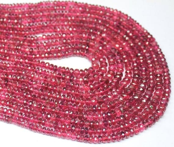 1 strand watermelon tourmaline rondelle faceted 8'' long strand gemstone beads, jewelry supplies for jewelry making,  for meditation jewellery for Reiki Healing  gemstone size 3mm to 5mm