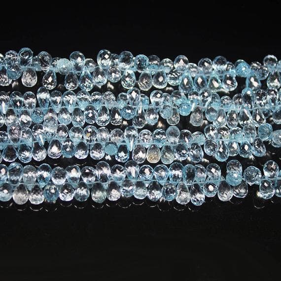 1 strand sky blue topaz tear drop faceted 8'' long strand gemstone beads, jewelry supplies for jewelry making, bulk beads, for meditation jewellery for Reiki Healing  gemstone size 10mm to 12mm
