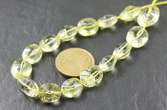 1 strand lemon quartz oval faceted 8'' long strand gemstone beads, jewelry supplies for jewelry making, bulk beads, for meditation jewellery for Reiki Healing  gemstone size 14mm to 18mm