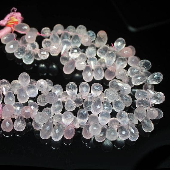 1 strand rose quartz tear drop faceted 8'' long strand gemstone beads, jewelry supplies for jewelry making, bulk beads, for meditation jewellery for Reiki Healing  gemstone size 10mm