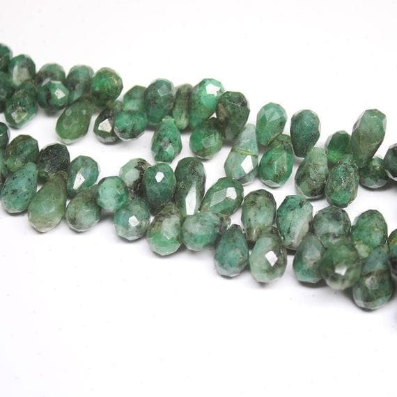 1 strand emerald tear drop faceted 10'' long strand gemstone beads, jewelry supplies for jewelry making, bulk beads, for meditation jewellery for Reiki Healing  gemstone size 9mm to 16mm