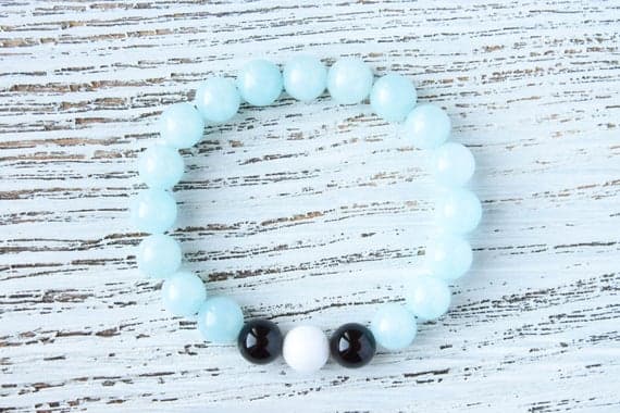 Wrist Mala Beads Amazonite Bracelet Sister Bracelet Yoga Bracelet Distance Bracelet Moms Bracelet Protection Amulet Womens Beaded Bracelet 8mm  Code- WAR9227