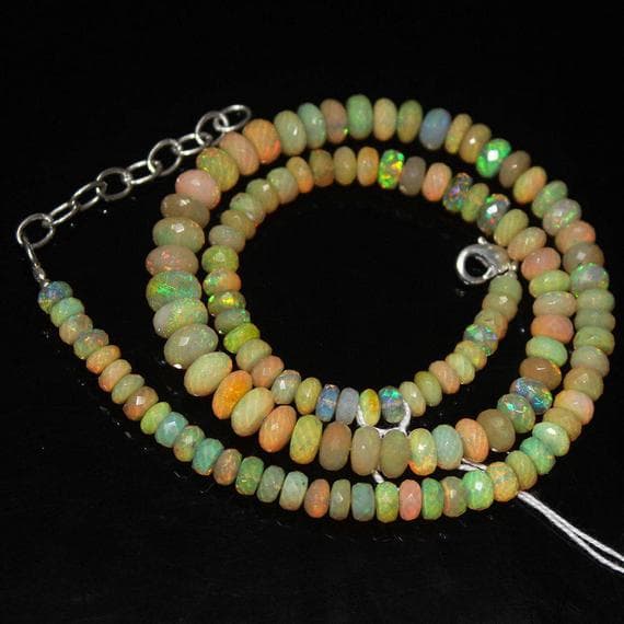1 strand ethiopian welo fire opal rondelle faceted 8'' long strand gemstone beads, jewelry supplies for jewelry making, bulk beads, for meditation jewellery for Reiki Healing  gemstone size 5mm