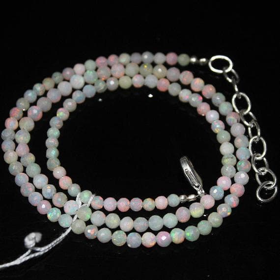 1 strand ethiopian welo fire opal round ball faceted 4'' long strand gemstone beads, jewelry supplies for jewelry making,  for meditation jewellery for Reiki Healing  gemstone size 3mm to 4mm