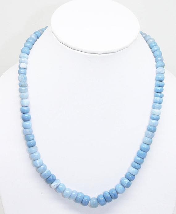 blue opal necklace rondelle smooth 18'strand gemstone beads, jewelry supplies for jewelry making, bulk beads, for meditation jewellery for Reiki Healing  gemstone 7-9mm