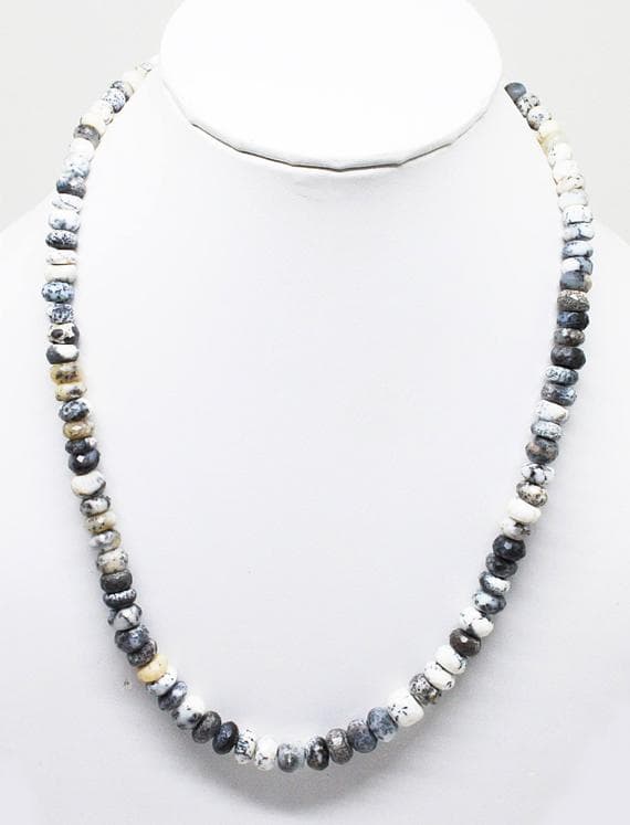 dendritice opal necklace rondelle faceted 18'strand gemstone beads, jewelry supplies for jewelry making, bulk beads, for meditation jewellery for Reiki Healing  gemstone 5-7mm
