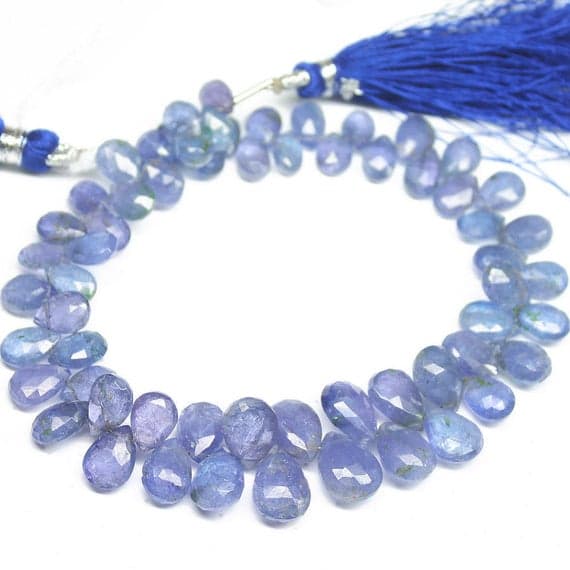 1 strand tanzanite pear drop faceted 8'' long strand gemstone beads, jewelry supplies for jewelry making, bulk beads, for meditation jewellery for Reiki Healing  gemstone size 6mm to 11mm