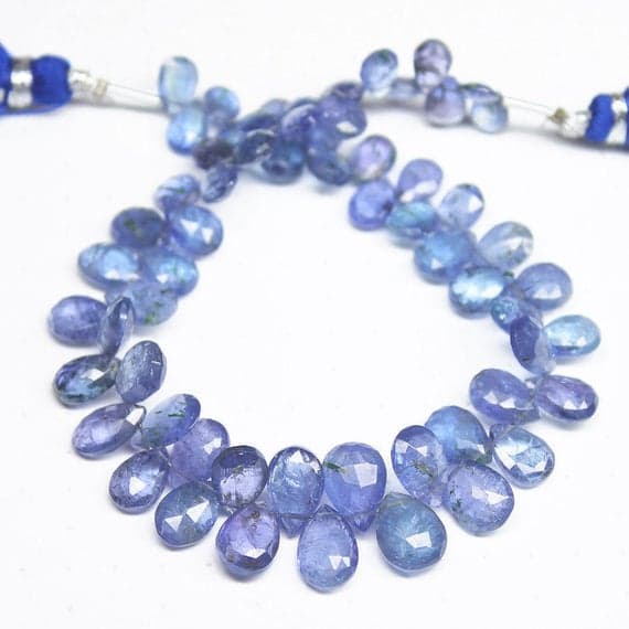 1 strand tanzanite pear drop faceted 8'' long strand gemstone beads, jewelry supplies for jewelry making, bulk beads, for meditation jewellery for Reiki Healing  gemstone size 7mm to 10mm