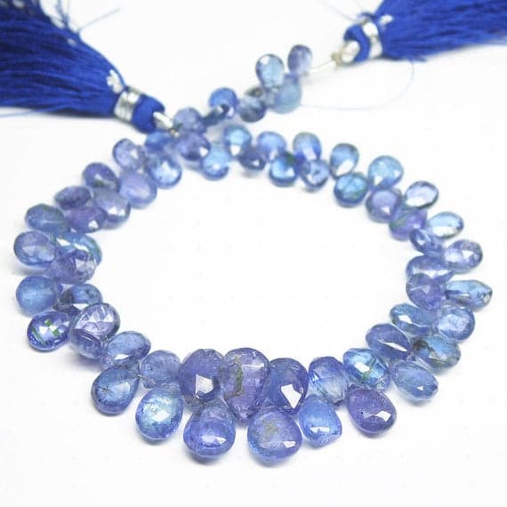 1 strand tanzanite pear drop faceted 8'' long strand gemstone beads, jewelry supplies for jewelry making, bulk beads, for meditation jewellery for Reiki Healing  gemstone size 7mm to 11mm
