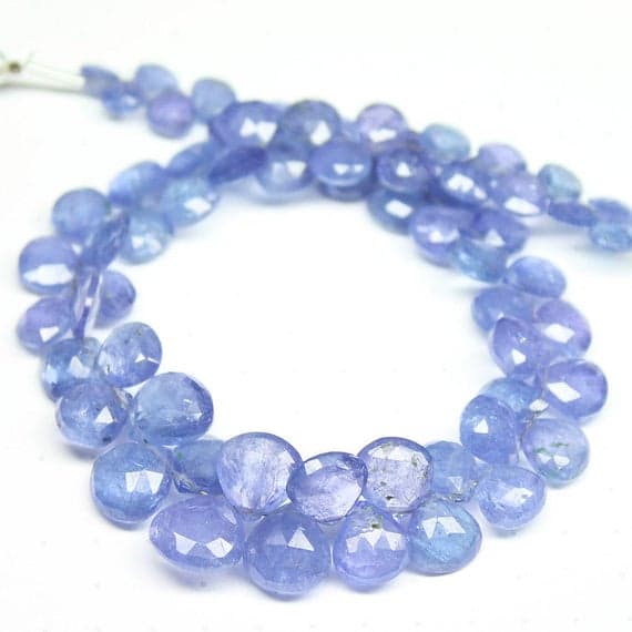1 strand tanzanite heart drop faceted 8'' long strand gemstone beads, jewelry supplies for jewelry making, bulk beads, for meditation jewellery for Reiki Healing  gemstone size 5mm to 9mm