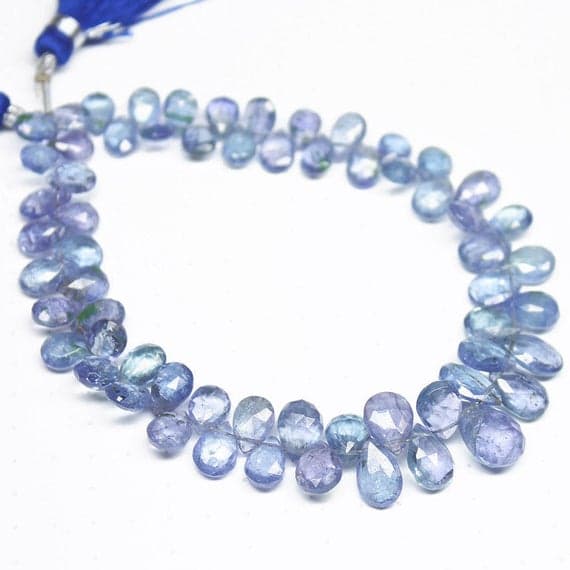 1 strand tanzanite pear drop faceted 8'' long strand gemstone beads, jewelry supplies for jewelry making, bulk beads, for meditation jewellery for Reiki Healing  gemstone size 7mm to 11mm