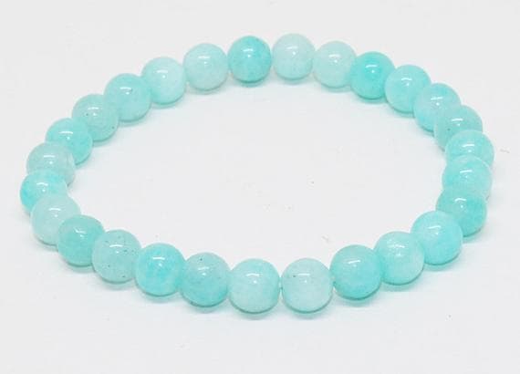 amazonite handmade bracelet round ball smooth 7.5'strand gemstone beads, jewelry supplies for jewelry making, bulk beads, for meditation jewellery for Reiki Healing  gemstone 6mm