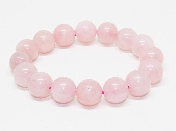 rose quartz beads bracelet round ball smooth 7.5'strand gemstone beads, jewelry supplies for jewelry making, bulk beads, for meditation jewellery for Reiki Healing  gemstone 12mm