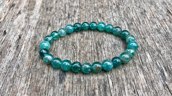 Dainty Slave Loose 7mm Stretchable Blue Apatite Bracelet Round, Smooth 7" for mens, womens, gf, bf & Adult.
