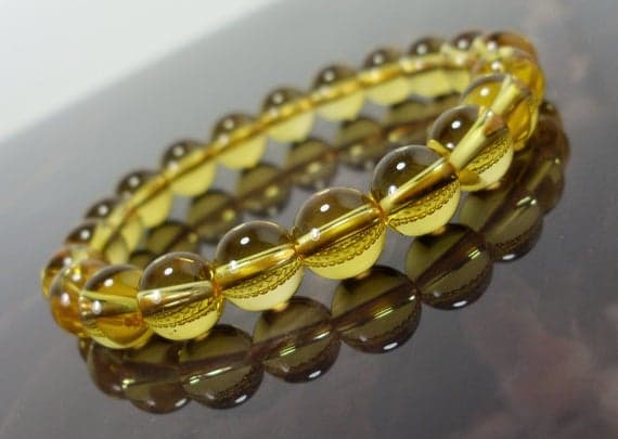 Unique Wedding Gift 8mm Stretchable Yellow Citrine Bracelet Round, Smooth 7" for mens, womens.