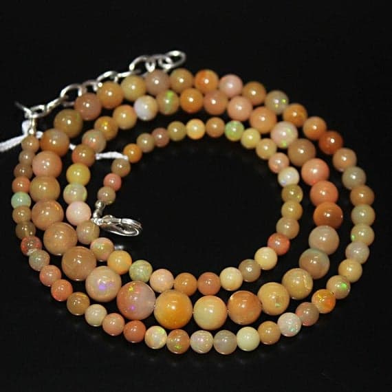 1 strand ethiopian welo fire opal round ball smooth 21'' long strand gemstone beads, jewelry supplies for jewelry making,  for meditation jewellery for Reiki Healing  gemstone size 4mm to 8mm