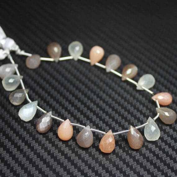 1 strand moonstone tear drop faceted 8'' long strand gemstone beads, jewelry supplies for jewelry making, bulk beads, for meditation jewellery for Reiki Healing  gemstone size 11mm to 12mm