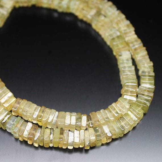 1 strand prehnite heishi square cube smooth 16'' long strand gemstone beads, jewelry supplies for jewelry making,  for meditation jewellery for Reiki Healing  gemstone size 4mm to 7mm