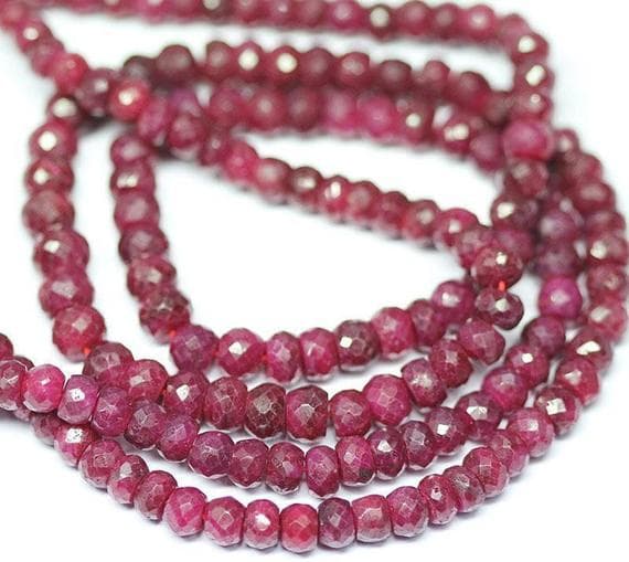 1 strand ruby rondelle faceted 14'' long strand gemstone beads, jewelry supplies for jewelry making, bulk beads, for meditation jewellery for Reiki Healing  gemstone size 5mm to 6mm