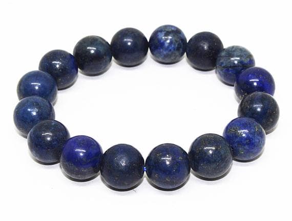 lapis lazuli beads bracelet round ball smooth 7.5'strand gemstone beads, jewelry supplies for jewelry making, bulk beads, for meditation jewellery for Reiki Healing  gemstone 12mm