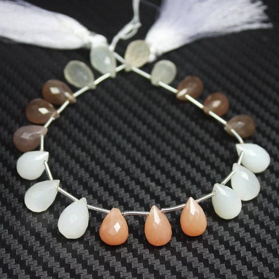1 strand moonstone tear drop faceted 8'' long strand gemstone beads, jewelry supplies for jewelry making, bulk beads, for meditation jewellery for Reiki Healing  gemstone size 12mm to 13mm