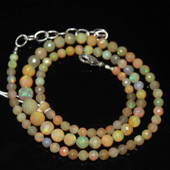 1 strand ethiopian welo fire opal round ball faceted 17'' long strand gemstone beads, jewelry supplies for jewelry making,  for meditation jewellery for Reiki Healing  gemstone size 4mm to 5mm