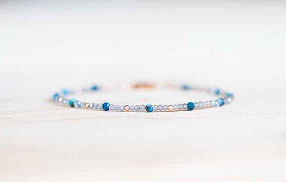 24k gold Handmade Beaded 2mm Multi Colour Labradorite & Chrysocolla stacking Bracelet Round, Smooth 18cm for mens, womens, gf, bf and adults.