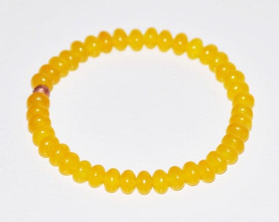 Rose Gold Bridesmaid Jewelry 4mm Yellow Yellow Topaz Stretchable Bracelet Rondelle, Smooth 18cm for mens, womens, gf, bf and adults.