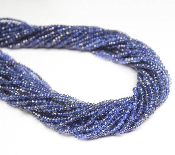 1 strand water sapphire rondelle faceted 13'' long strand gemstone beads, jewelry supplies for jewelry making, bulk beads, for meditation jewellery for Reiki Healing  gemstone size 2.5mm