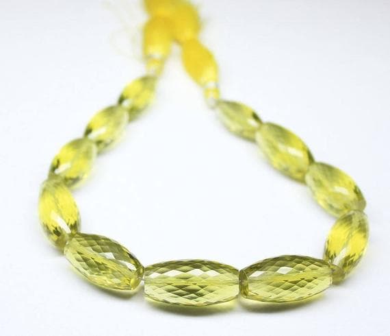 1 strand lemon quartz tube faceted 9'' long strand gemstone beads, jewelry supplies for jewelry making, bulk beads, for meditation jewellery for Reiki Healing  gemstone size 12mm to 21mm