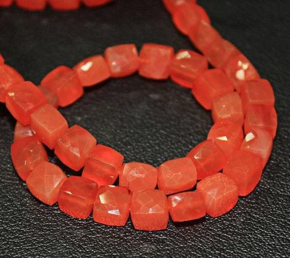 1 strand carnelian square box smooth 6 pieces strand gemstone beads, jewelry supplies for jewelry making, bulk beads, for meditation jewellery for Reiki Healing  gemstone size 7mm to 8mm