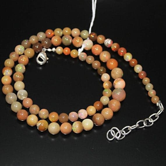 1 strand ethiopian welo fire opal round ball smooth 17'' long strand gemstone beads, jewelry supplies for jewelry making,  for meditation jewellery for Reiki Healing  gemstone size 4mm to 8mm