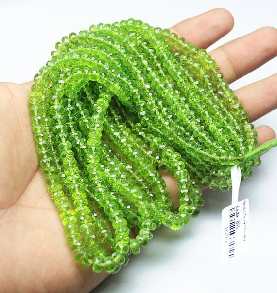 1 strand peridot rondelle faceted 8'' long strand gemstone beads, jewelry supplies for jewelry making, bulk beads, for meditation jewellery for Reiki Healing  gemstone size 5mm to 6mm