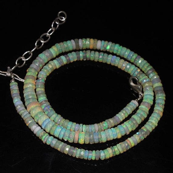 1 strand ethiopian opal rondelle faceted 17'' long strand gemstone beads, jewelry supplies for jewelry making, bulk beads, for meditation jewellery for Reiki Healing  gemstone size 4mm to 7mm
