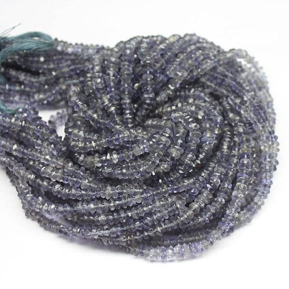 1 strand water sapphire rondelle faceted 12'' long strand gemstone beads, jewelry supplies for jewelry making, bulk beads, for meditation jewellery for Reiki Healing  gemstone size 4mm