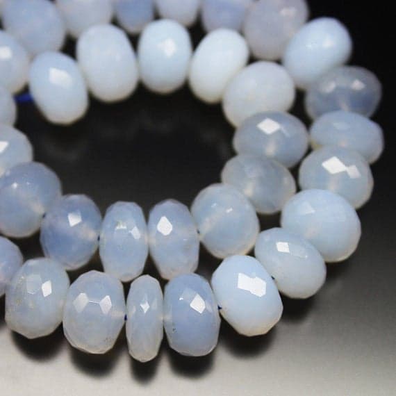 1 strand chalcedony rondelle faceted 10'' long strand gemstone beads, jewelry supplies for jewelry making, bulk beads, for meditation jewellery for Reiki Healing  gemstone size 9mm