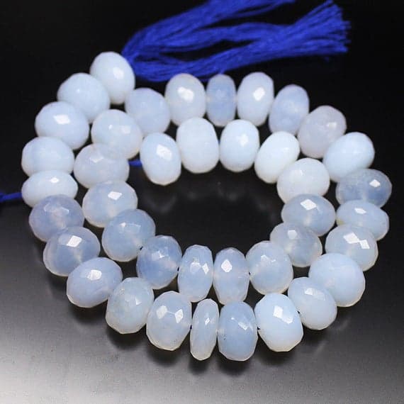 1 strand chalcedony rondelle faceted 10'' long strand gemstone beads, jewelry supplies for jewelry making, bulk beads, for meditation jewellery for Reiki Healing  gemstone size 9mm