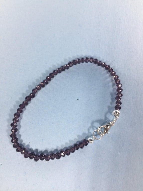 925 sterling Silver love beach youth 4-5mm stacking Purple Amethyst Bracelet Rondelle, Faceted 7" for mens, womens, gf, bf & Adult.