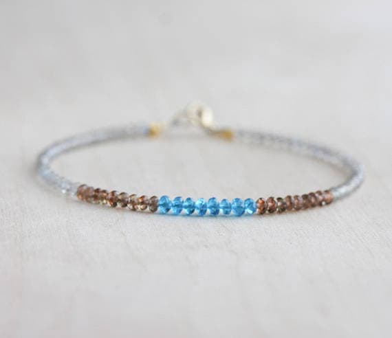 24k gold Plated Anxiety Relief Calming Gold Helling 2.5-3mm stacking Multi Labradorite & peacock apatite & andalusite Bracelet Rondelle, Faceted 7" for mens, womens, gf, bf & Adult.