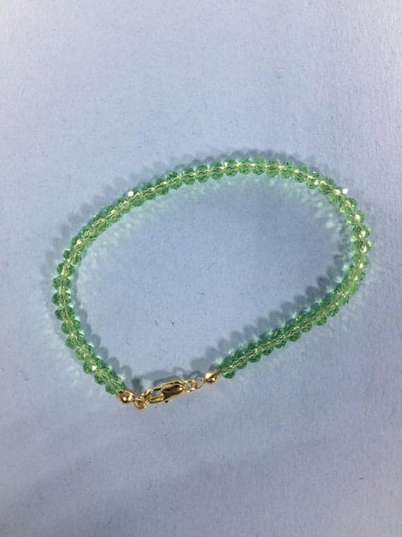 24k gold Plated Blush Jewelry 4-5mm stacking Green Green Amethyst Bracelet Rondelle, Faceted 7" for mens, womens, gf, bf & Adult.