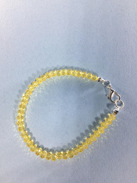 925 sterling Silver Anxiety Relief Calming 6-7mm stacking Yellow Yellow Sapphire  Necklace Rondelle, Faceted 16" for mens, womens, gf, bf & Adult.