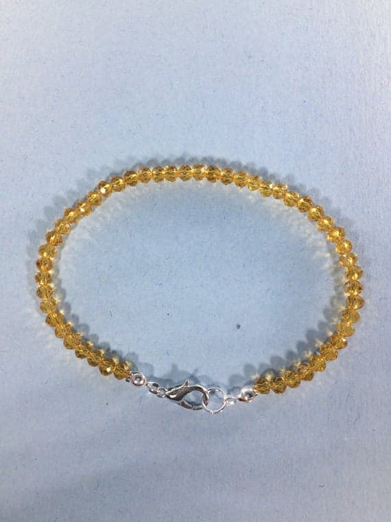 925 sterling Silver Blush Jewelry 5-6mm stacking Yellow Citrine Necklace Rondelle, Faceted 16" for mens, womens, gf, bf & Adult.