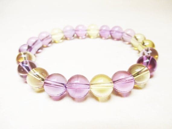 Anniversary Gift 8mm Stretchable Multi Ametrine Bracelet Round, Smooth 7" for mens, womens, GF, BF, Adults.