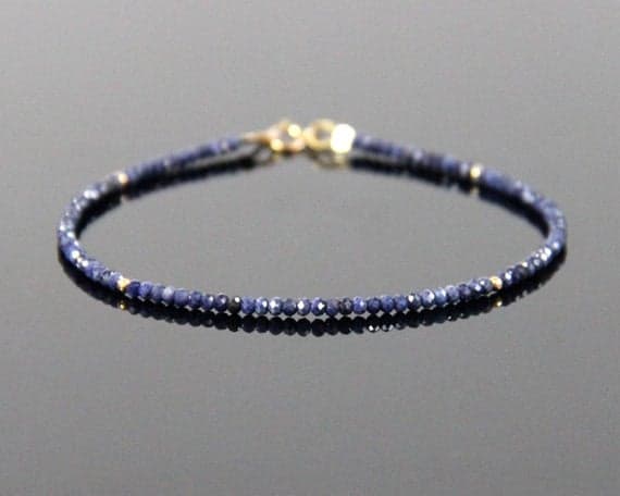 Deep Blue Sapphire Bracelet - Natural Sapphire, September Birthstone, Sapphire Bracelet Gold, Sapphire Bracelet Gold, Stacking Bracelets 2.5mm Code- WAR6088