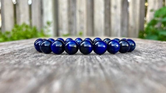 Bridesmaid Jewelry 8mm Stretchable Blue Tiger's Eye  Bracelet Round, Smooth 7" for mens, womens, gf, bf & Adult.