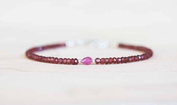 925 sterling silver Bridesmaid Jewelry 3-3.5mm Red Red Garnet Bracelet & Pink Sapphire stacking Bracelet Rondelle, Faceted 18cm for mens, womens, gf, bf and adults.