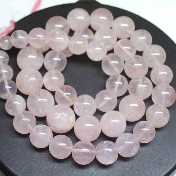 1 strand rose quartz round ball smooth 24'' long strand gemstone beads, jewelry supplies for jewelry making, bulk beads, for meditation jewellery for Reiki Healing  gemstone size 10mm to 14mm
